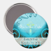 Aquamarines Aqua Calla Lily Speichern Sie das Date Magnet (Vorderseite/Rückseite)