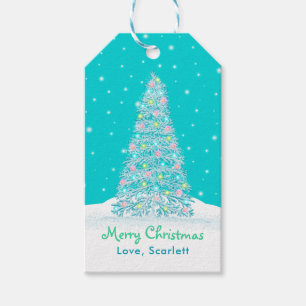 Aquamarines Aqua-Dekoriertes Weihnachtsbaum Geschenkanhänger