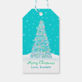 Aquamarines Aqua-Dekoriertes Weihnachtsbaum Geschenkanhänger (Rückseite)