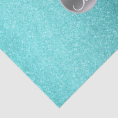 Aquamarines Aqua Glitzer Sparkle Glam Monogram Ini Seidenpapier (Ausschnitt)