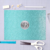 Aquamarines Aqua Glitzer Sparkle Glam Monogram Ini Seidenpapier (Handwerk)