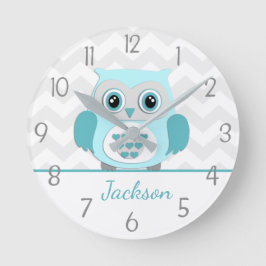Aquamarines Aqua Grau Kinderzimmer Wall Clock Runde Wanduhr