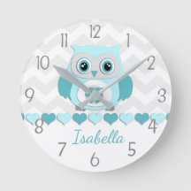 Aquamarines Aqua Grau Kinderzimmer Wall Clock