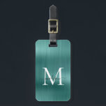 Aquamarines Aqua Green Brushed Metal Foil Script M Gepäckanhänger<br><div class="desc">Moderne Aquamarine Aqua Green Brushed Metal Foil Script Monogram Niedlich Bag Tag</div>
