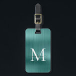 Aquamarines Aqua Green Brushed Metal Script Monogr Gepäckanhänger<br><div class="desc">Moderne Aquamarine Aqua Green Brushed Metal Script Monogram Niedlich Bag Tag</div>
