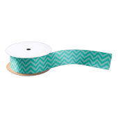 Aquamarines Aqua Grosses Zickzack ZigZag Muster Satinband (Spule)