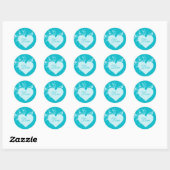Aquamarines Aqua Herz und Rose Liebe Stickers (Blatt)