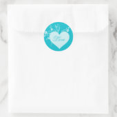 Aquamarines Aqua Herz und Rose Liebe Stickers (Tasche)