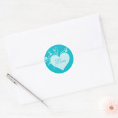 Aquamarines Aqua Herz und Rose Liebe Stickers (Umschlag)