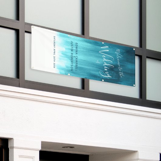 Aquamarines Aqua-Hochzeitskunst-Begrüßungsbanner Banner (Äußeres Gebäude)