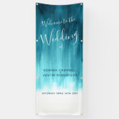 Aquamarines Aqua-Hochzeitskunst-Begrüßungsbanner Banner (Vertikal)