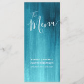 Aquamarines Aqua-Hochzeitsmenü Menükarte (Vorderseite)