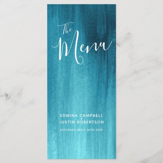 Aquamarines Aqua-Hochzeitsmenü Menükarte (Vorderseite)