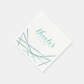 Aquamarines Aqua Modern Geometric Lines Custom Par Serviette (Ecke)