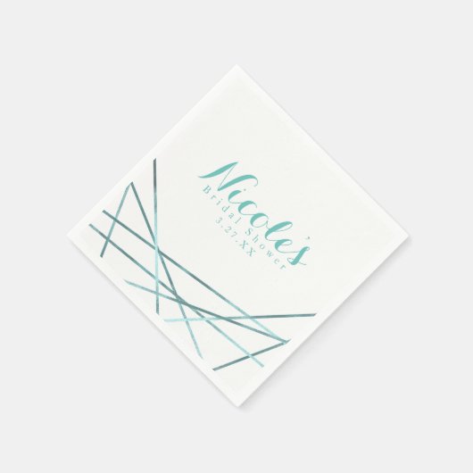 Aquamarines Aqua Modern Geometric Lines Custom Par Serviette (Ecke)