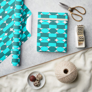 Aquamarines Aqua Modern Geometric Muster Geschenkpapier