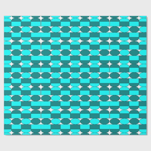 Aquamarines Aqua Modern Geometric Muster Geschenkpapier (Flach)
