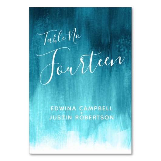 Aquamarines Aqua Moderne Tischnummer 14 (Vorderseite)