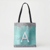 Aquamarines Aqua Silver Glitzer Sparkle Elegantes  Tasche (Vorderseite)