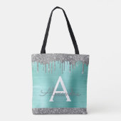 Aquamarines Aqua Silver Glitzer Sparkle Elegantes  Tasche (Rückseite)