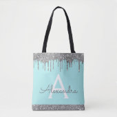 Aquamarines Aqua Silver Glitzer Sparkle Elegantes Tasche (Vorderseite)