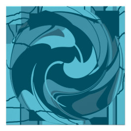 Aquamarines Aqua Türkisfarbene, blühende Formen wi Poster