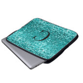 Aquamarines Aqua Turquoise Glitzer Sparkone Monogr Laptopschutzhülle (Vorne Knopf)