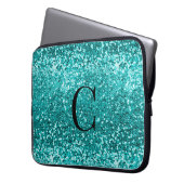 Aquamarines Aqua Turquoise Glitzer Sparkone Monogr Laptopschutzhülle (Vorderseite Links)