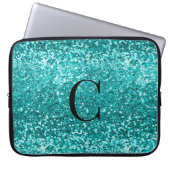 Aquamarines Aqua Turquoise Glitzer Sparkone Monogr Laptopschutzhülle (Vorderseite)