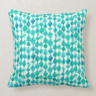 Aquamarines Aqua Watercolor Tribal Print Turquoise Kissen