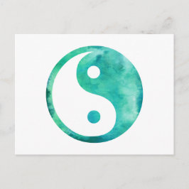 Aquamarines Aqua Watercolor Yin Yang Taoismus Bala Postkarte