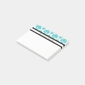 Aquamarines Aqua White Damask Muster Modernes Pers Post-it Klebezettel (angewinkelt)