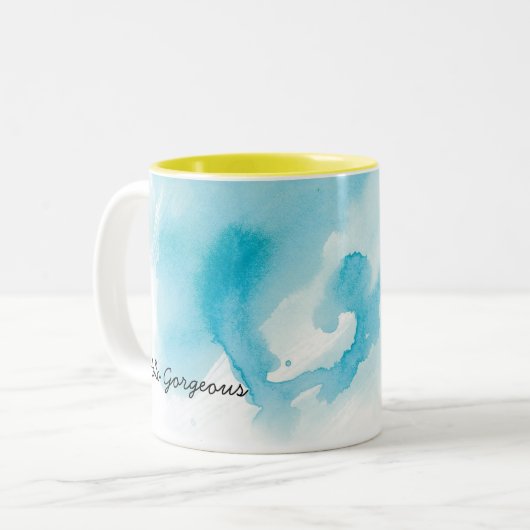 Aquamarines Aquakundengerechte Watercolor-Tasse Zweifarbige Tasse (Vorderseite Links)