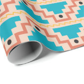 Aquamarines Aztekenmuster Geschenkpapier (Rolleneckpunkt)