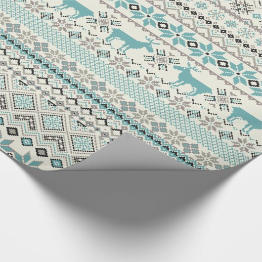 Aquamarines aztekisches Schneeflockeren Geschenkpapier (Ecke)