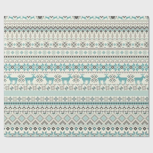 Aquamarines aztekisches Schneeflockeren Geschenkpapier (Flach)