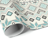 Aquamarines aztekisches Schneeflockeren Geschenkpapier (Rolleneckpunkt)