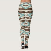 Aquamarines aztekisches Stammes- Muster Browns Leggings (Rückseite)
