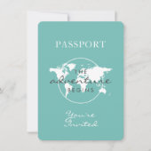 Aquamarines Baby mit neutralem Passport Einladung (Vorderseite)