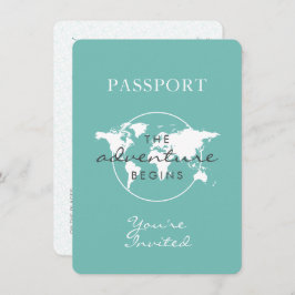 Aquamarines Baby mit neutralem Passport Einladung