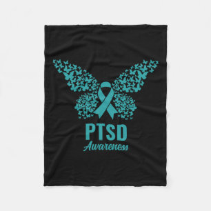 Aquamarines Band mit Schmetterlingen - Ptsd-Bewuss Fleecedecke