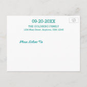 Aquamarines Bat Mitzvah Label Freundlich Save the  Ankündigungspostkarte (Rückseite)