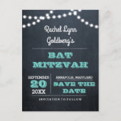 Aquamarines Bat Mitzvah Label Freundlich Save the  Ankündigungspostkarte (Vorderseite)