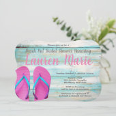 Aquamarines Beach Hut Flip Flops Brautparty Einladung (Stehend Vorderseite)