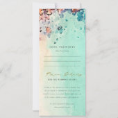 Aquamarines Beach Sand Rock Wedding Details Gästek Einladung (Rückseite)