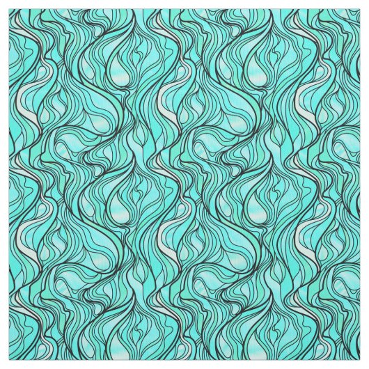 Aquamarines beflecktes Glas abstrakt Stoff (Muster)