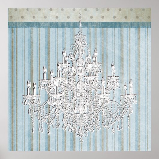 Aquamarines Beige Shabby Chic Kronleuchter Wand Dr Poster (Vorne)