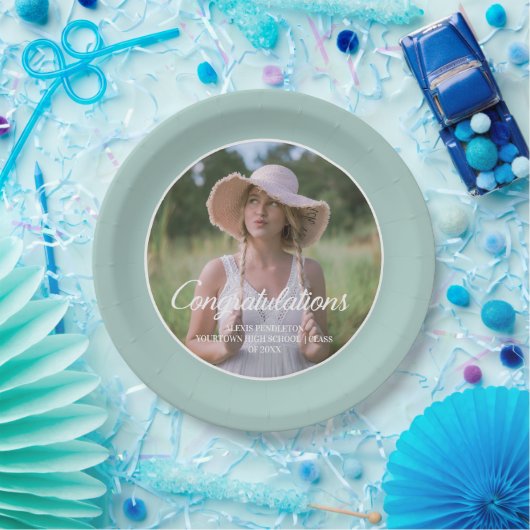 Aquamarines (beliebig farbiges) Graduierungsparty- Pappteller (Party)