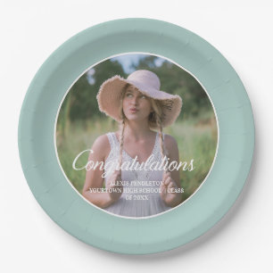 Aquamarines (beliebig farbiges) Graduierungsparty- Pappteller