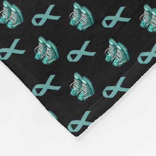 Aquamarines Bewusstsein für Ovarialkarzinom Fleecedecke (Ecke)